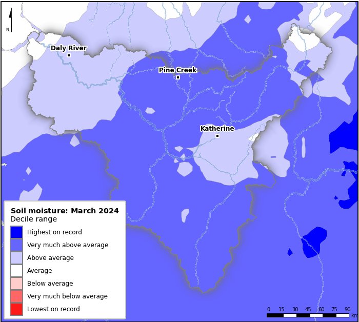 Soil moisture deciles: March 2024