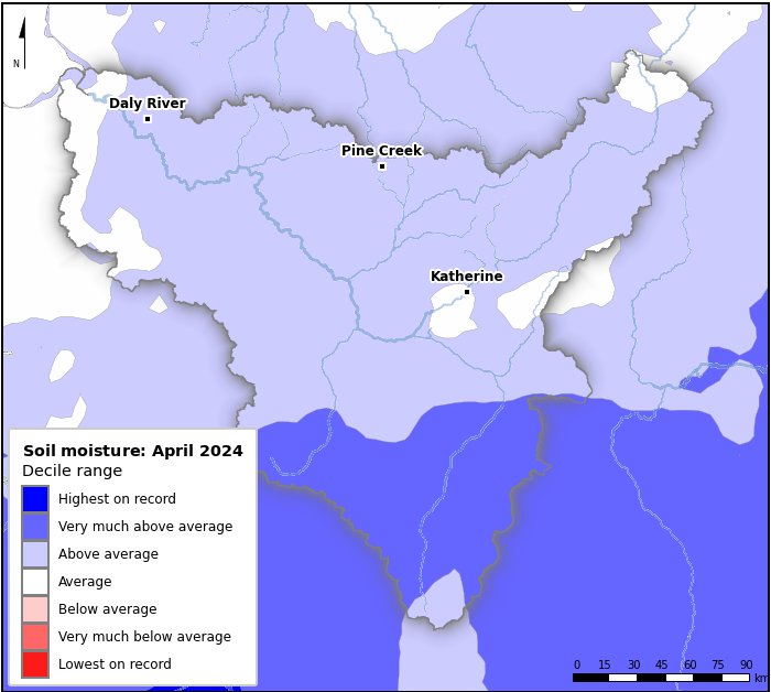 Soil moisture deciles: April 2024