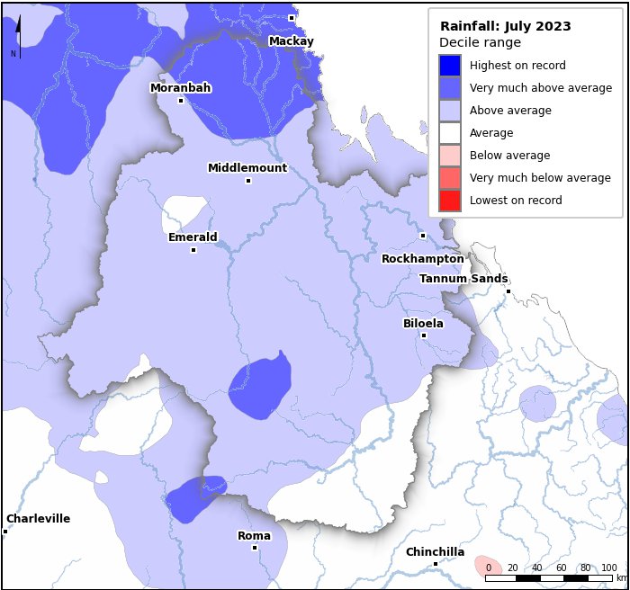 Rainfall deciles: July 2023