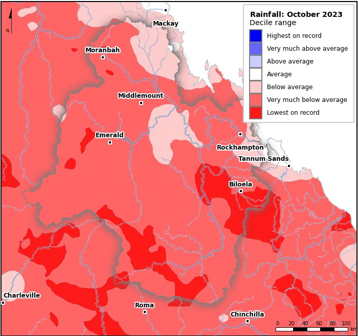 Rainfall deciles: October 2023