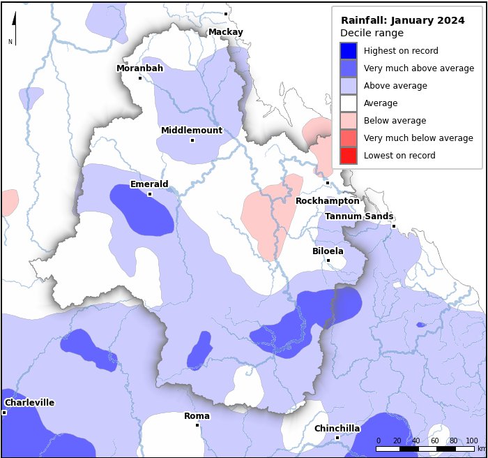 Rainfall deciles: January 2024