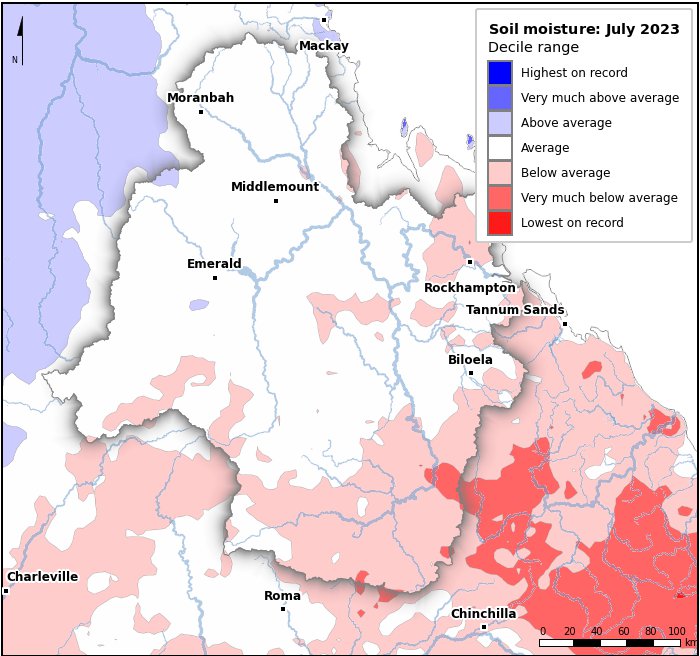 Soil moisture deciles: July 2023
