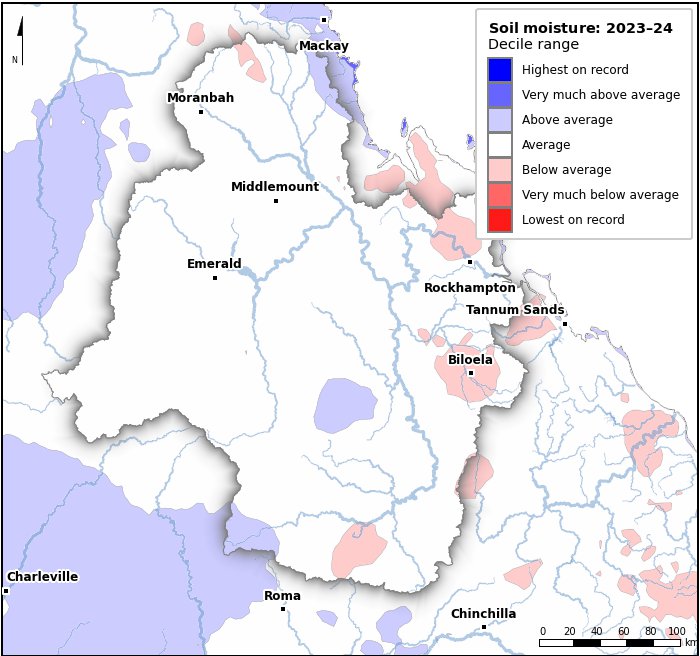 Soil moisture deciles: July 2023–June 2024