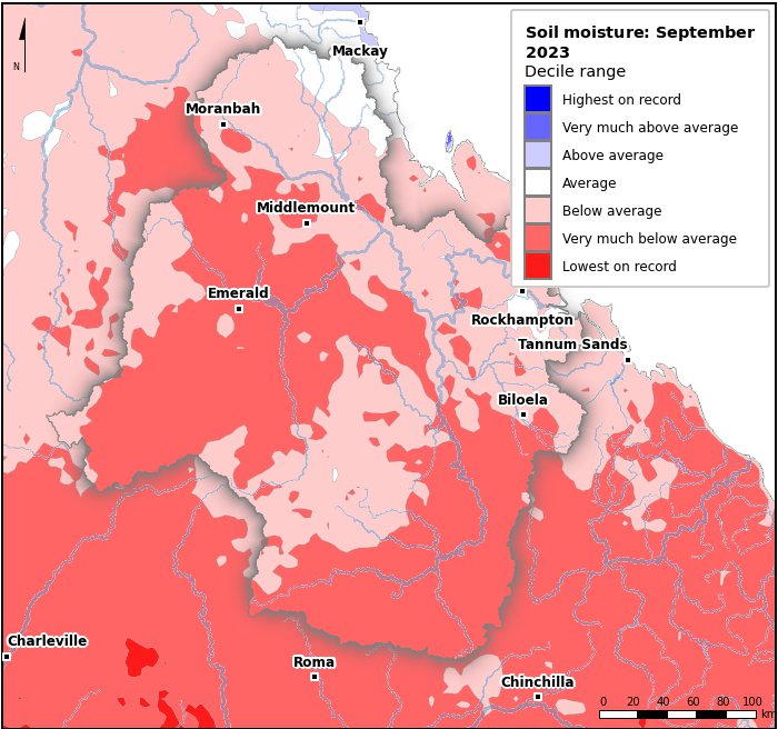Soil moisture deciles: September 2023