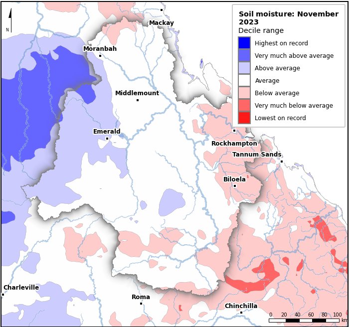 Soil moisture deciles: November 2023