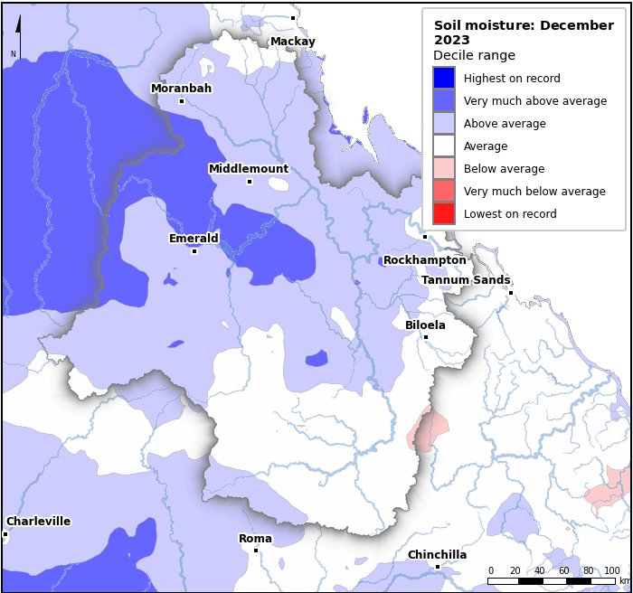 Soil moisture deciles: December 2023