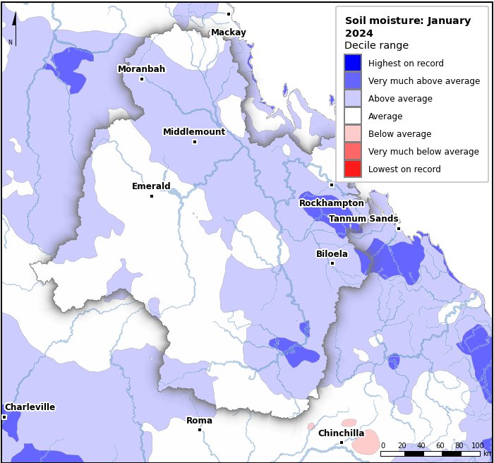 Soil moisture deciles: January 2024