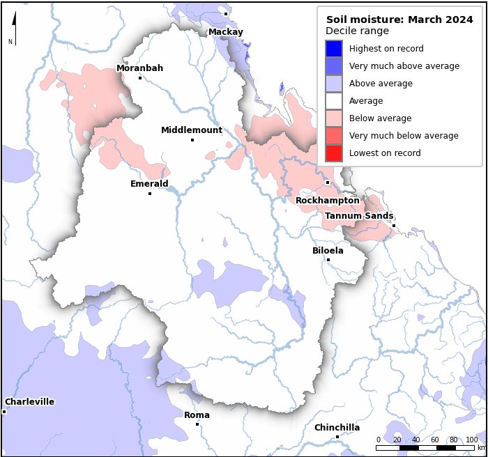 Soil moisture deciles: March 2024