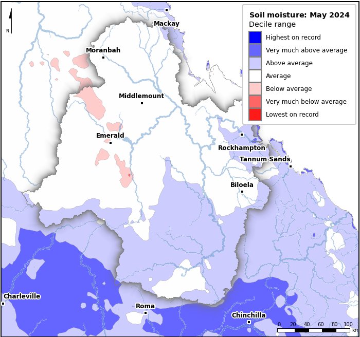 Soil moisture deciles: May 2024