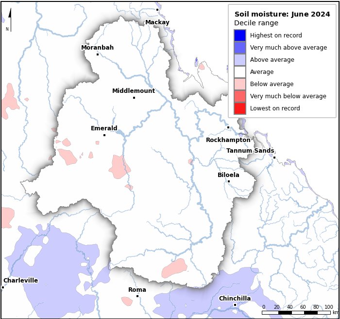 Soil moisture deciles: June 2024