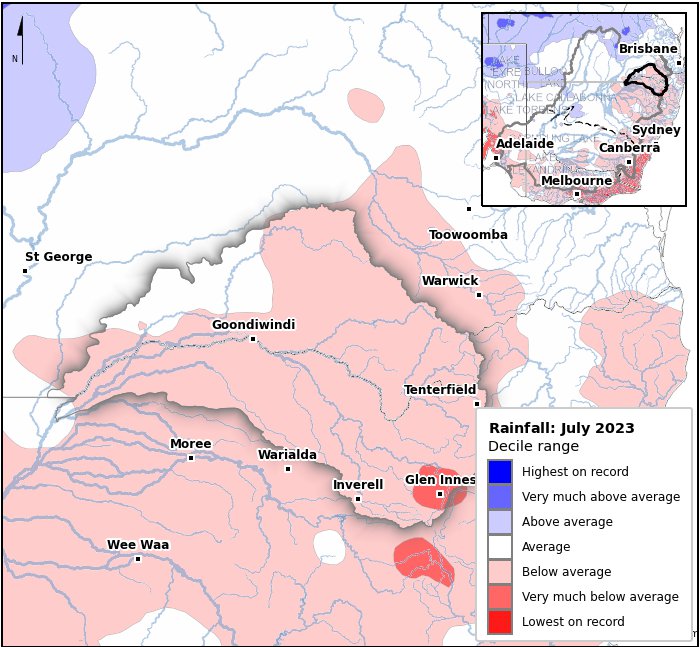 Rainfall deciles: July 2023