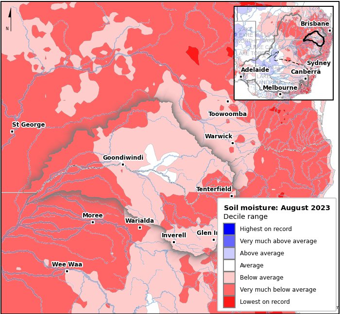 Soil moisture deciles: August 2023