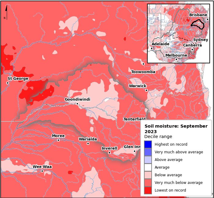 Soil moisture deciles: September 2023