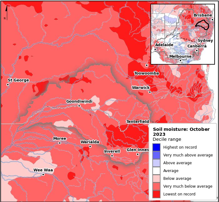 Soil moisture deciles: October 2023