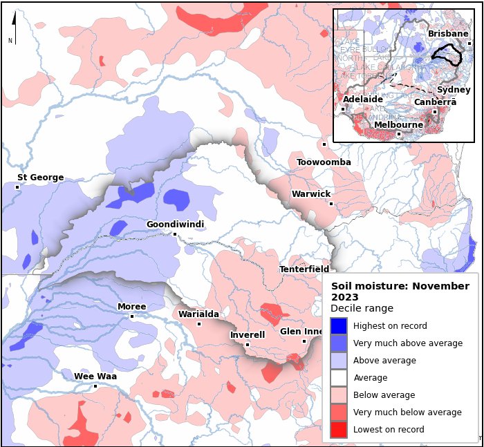 Soil moisture deciles: November 2023