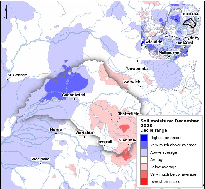 Soil moisture deciles: December 2023