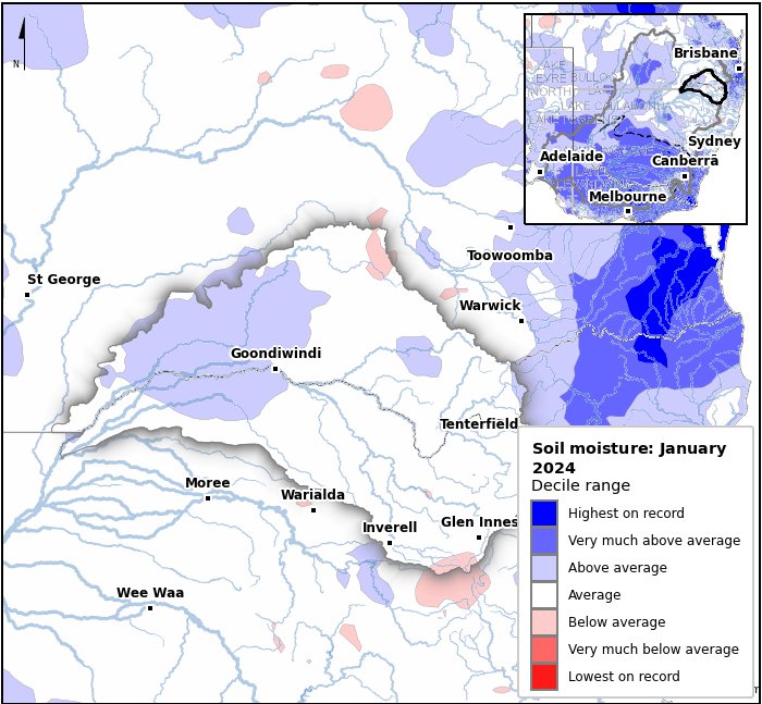 Soil moisture deciles: January 2024