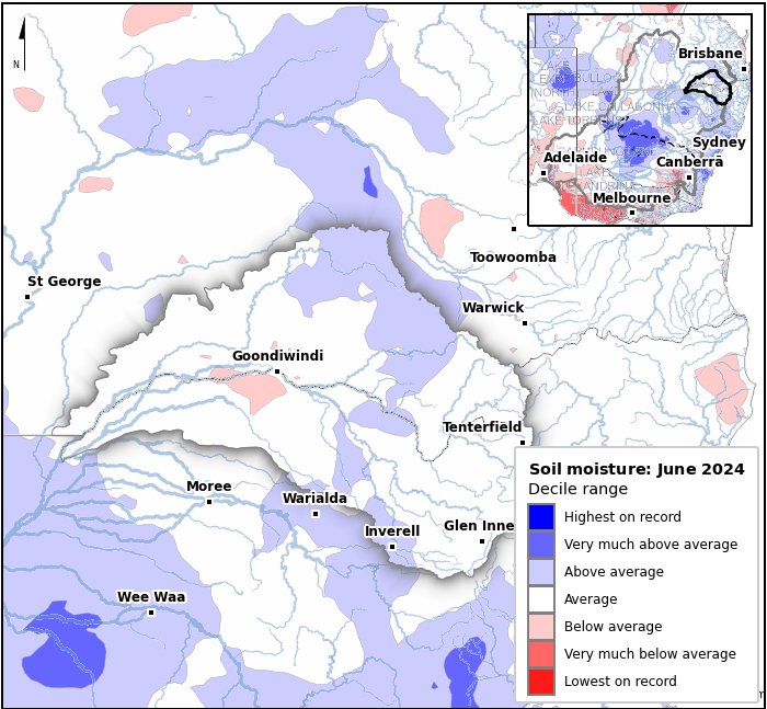 Soil moisture deciles: June 2024