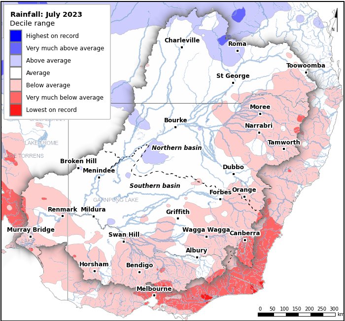 Rainfall deciles: July 2023