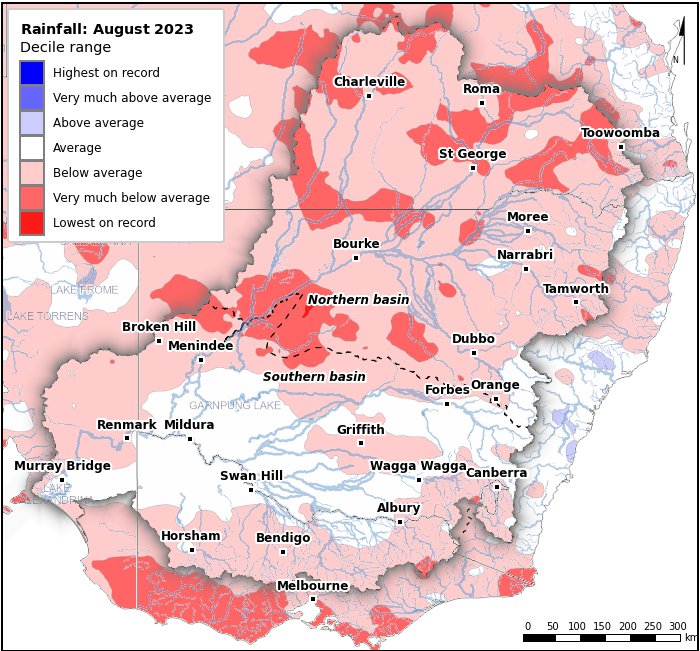 Rainfall deciles: August 2023
