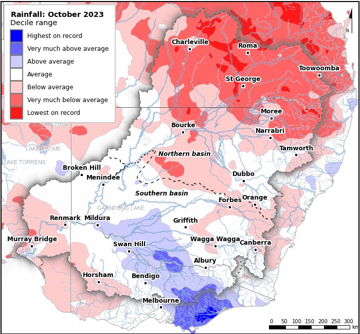 Rainfall deciles: October 2023