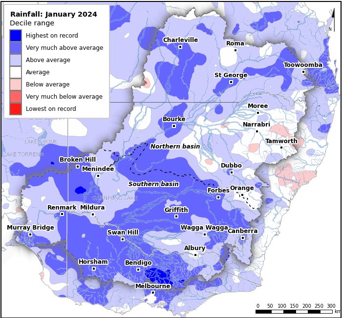 Rainfall deciles: January 2024