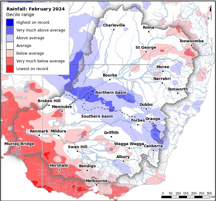 Rainfall deciles: February 2024