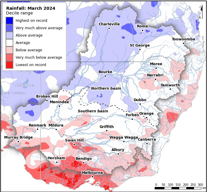 Rainfall deciles: March 2024