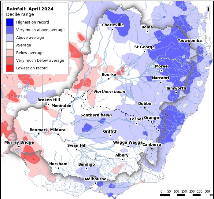 Rainfall deciles: April 2024
