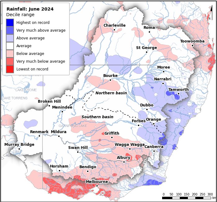 Rainfall deciles: June 2024
