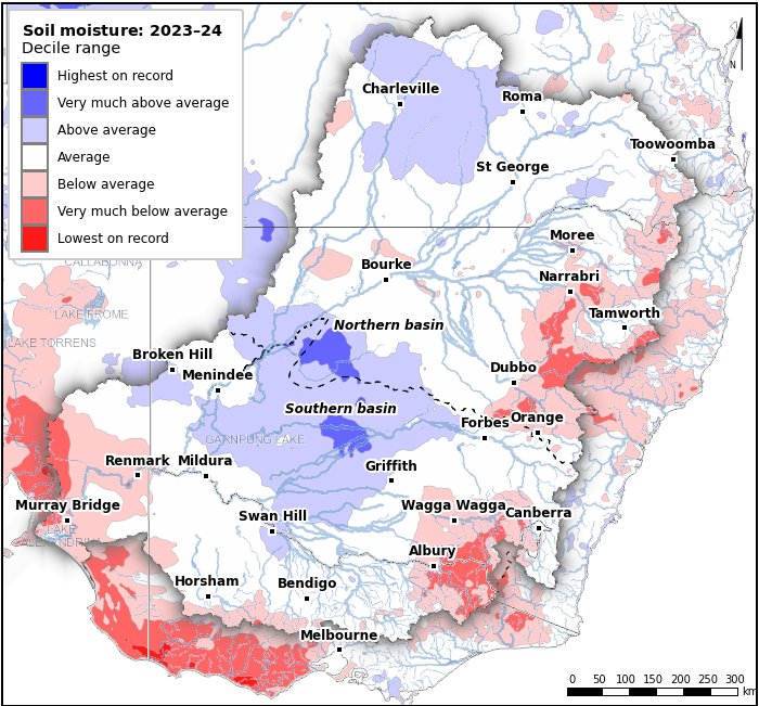 Soil moisture deciles: July 2023–June 2024