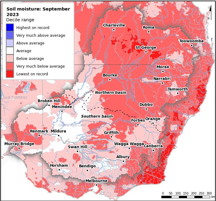 Soil moisture deciles: September 2023