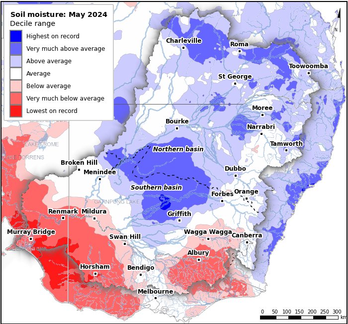 Soil moisture deciles: May 2024