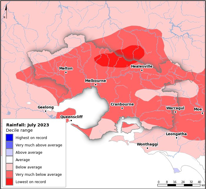Rainfall deciles: July 2023