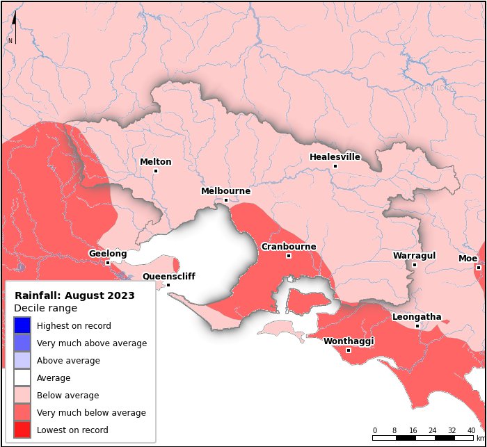 Rainfall deciles: August 2023