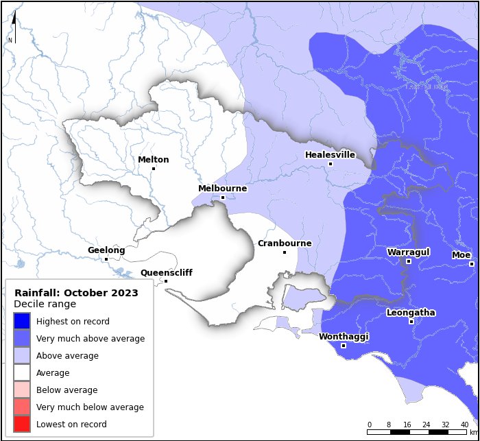 Rainfall deciles: October 2023