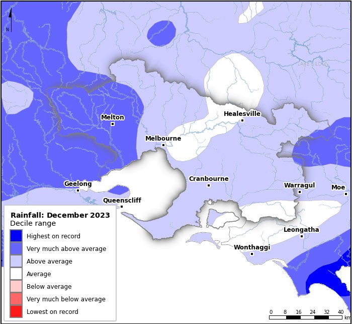 Rainfall deciles: December 2023