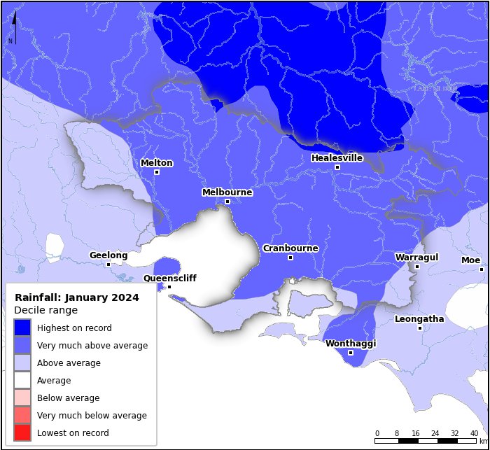 Rainfall deciles: January 2024