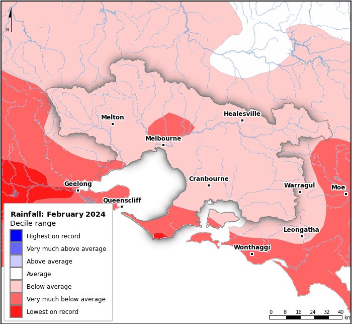 Rainfall deciles: February 2024