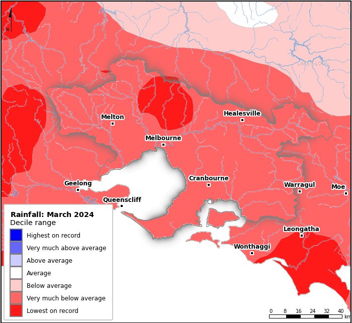Rainfall deciles: March 2024