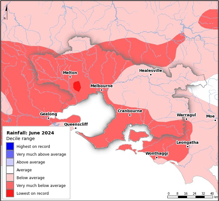 Rainfall deciles: June 2024