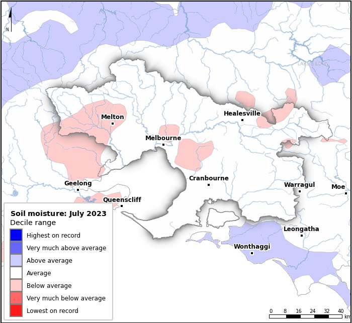 Soil moisture deciles: July 2023