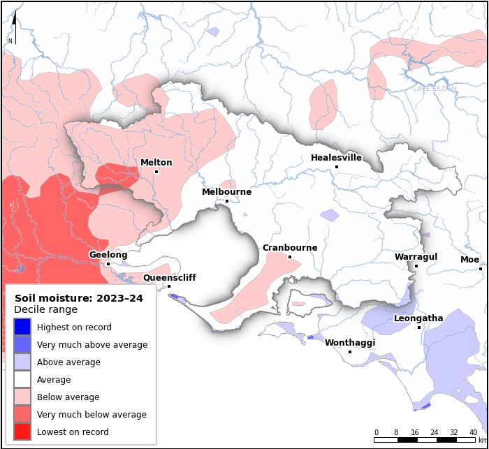Soil moisture deciles: July 2023–June 2024