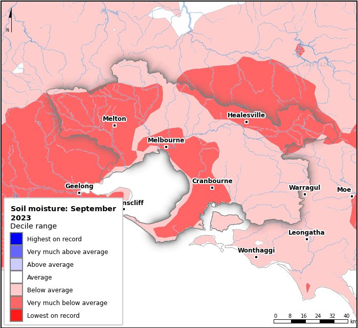 Soil moisture deciles: September 2023