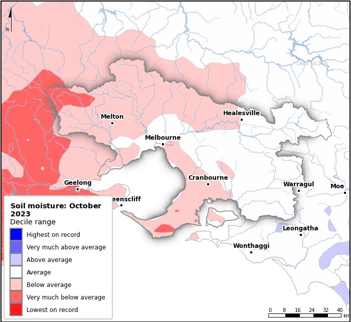 Soil moisture deciles: October 2023