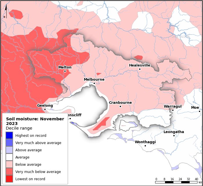 Soil moisture deciles: November 2023