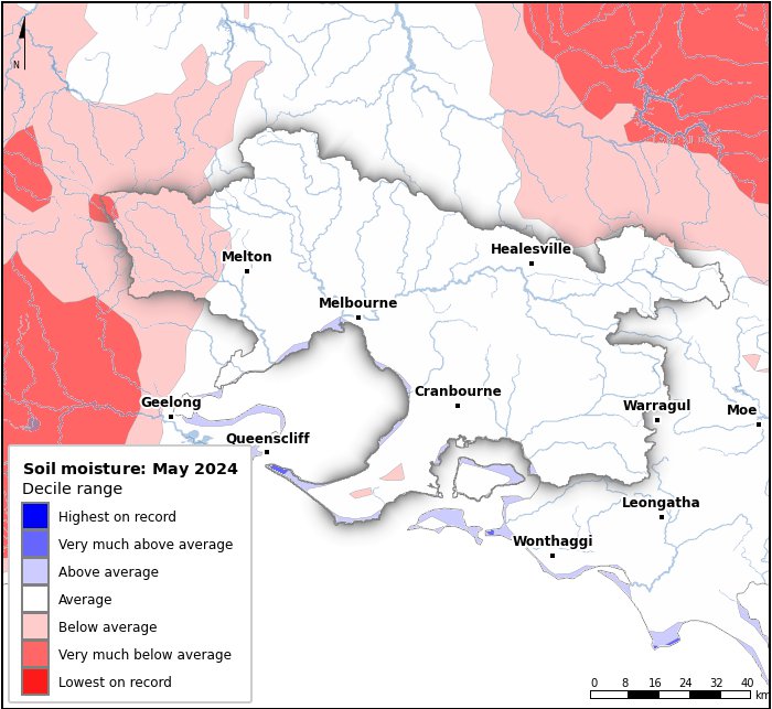 Soil moisture deciles: May 2024