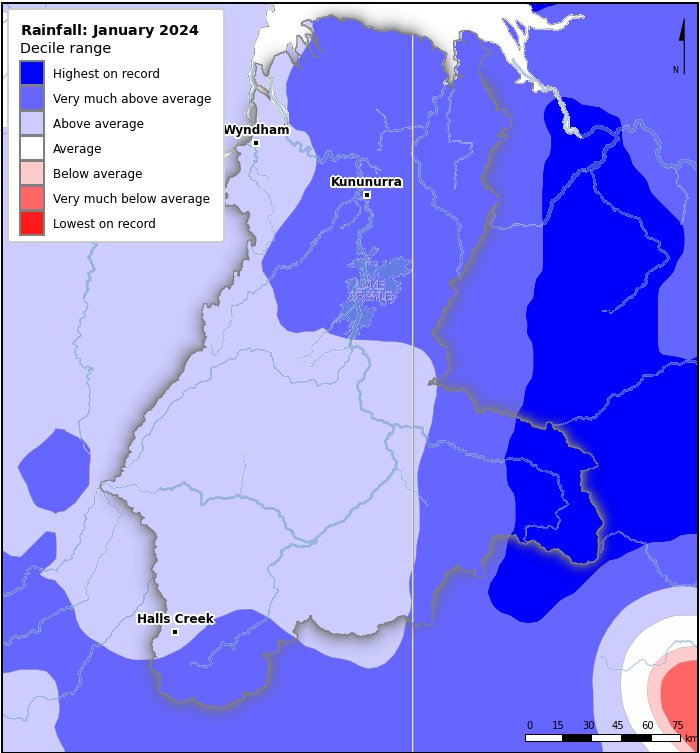 Rainfall deciles: January 2024