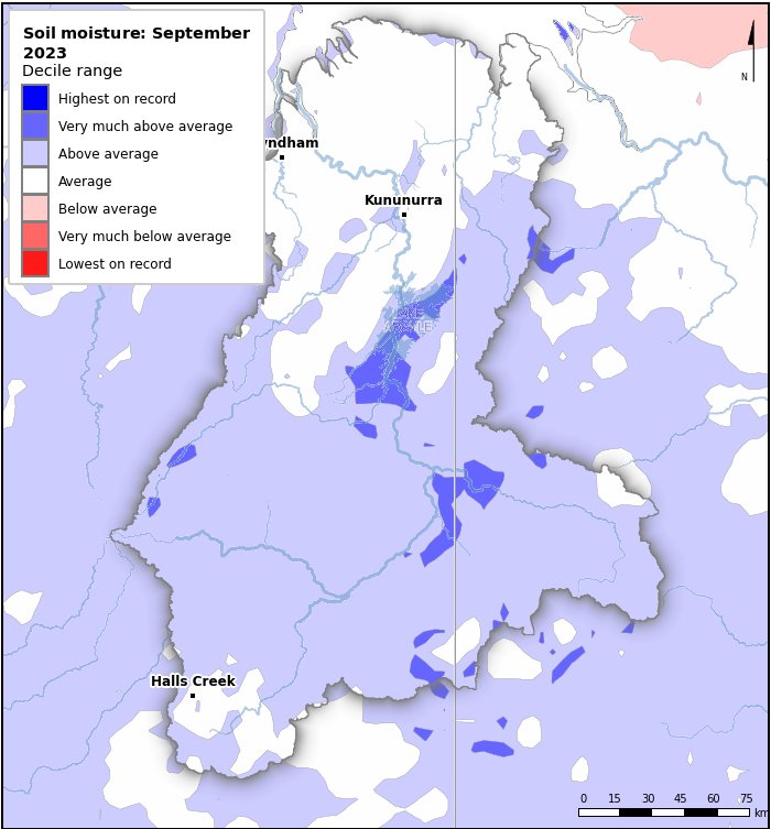 Soil moisture deciles: September 2023