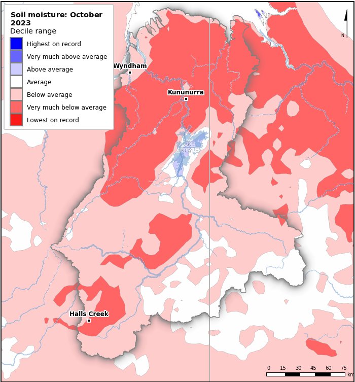 Soil moisture deciles: October 2023